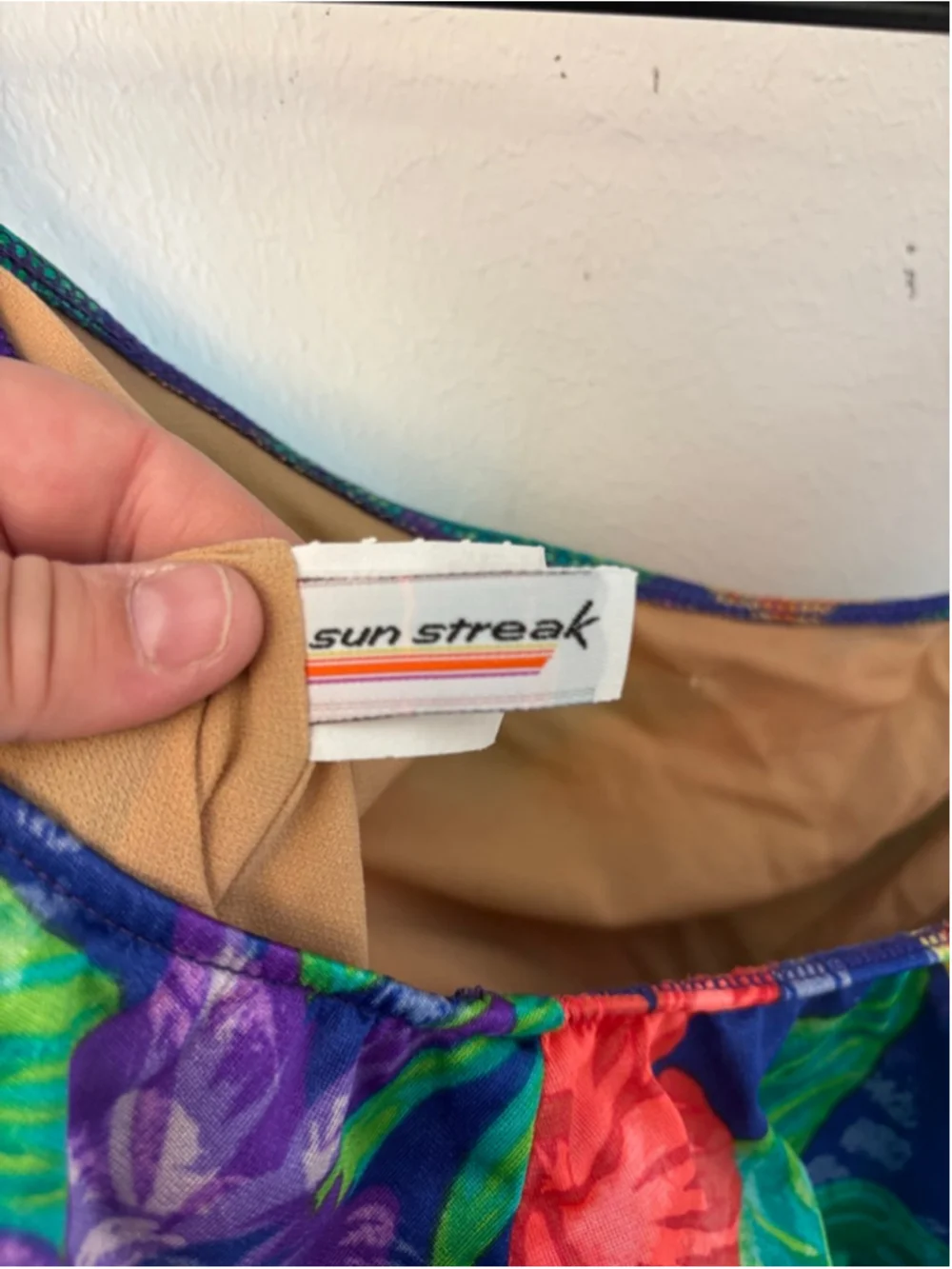 Vintage Sun Streak Tropical Swimsuit Size 8 Floral One Piece Skirted
